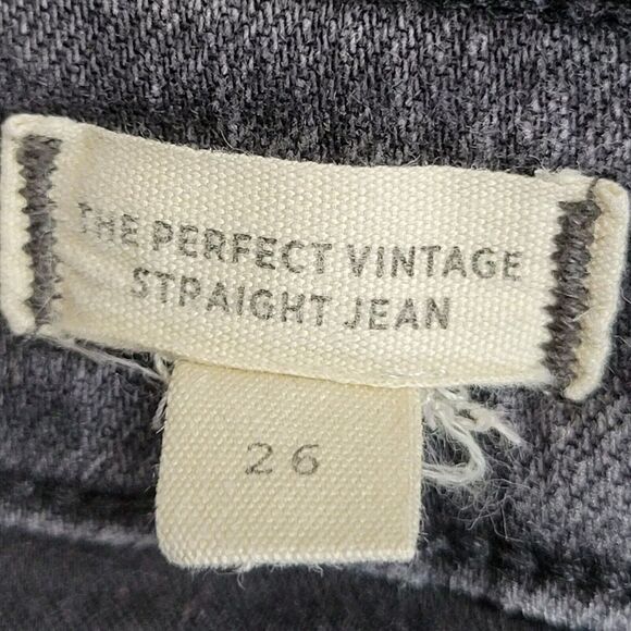 Madewell Jeans Womens 26 Perfect Vintage Straight Faded Black High Rise Raw Hem - Picture 7 of 11